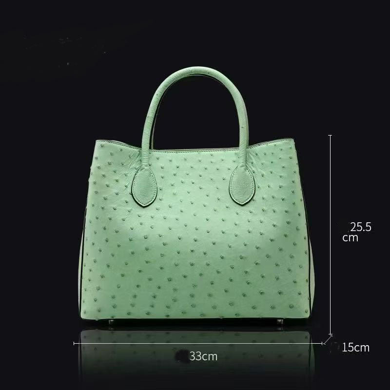 Women's Genuine Ostrich Leather Top Handle Satchel Handbag Shoulder Bag Tote Purse Messenger Bags 33cm