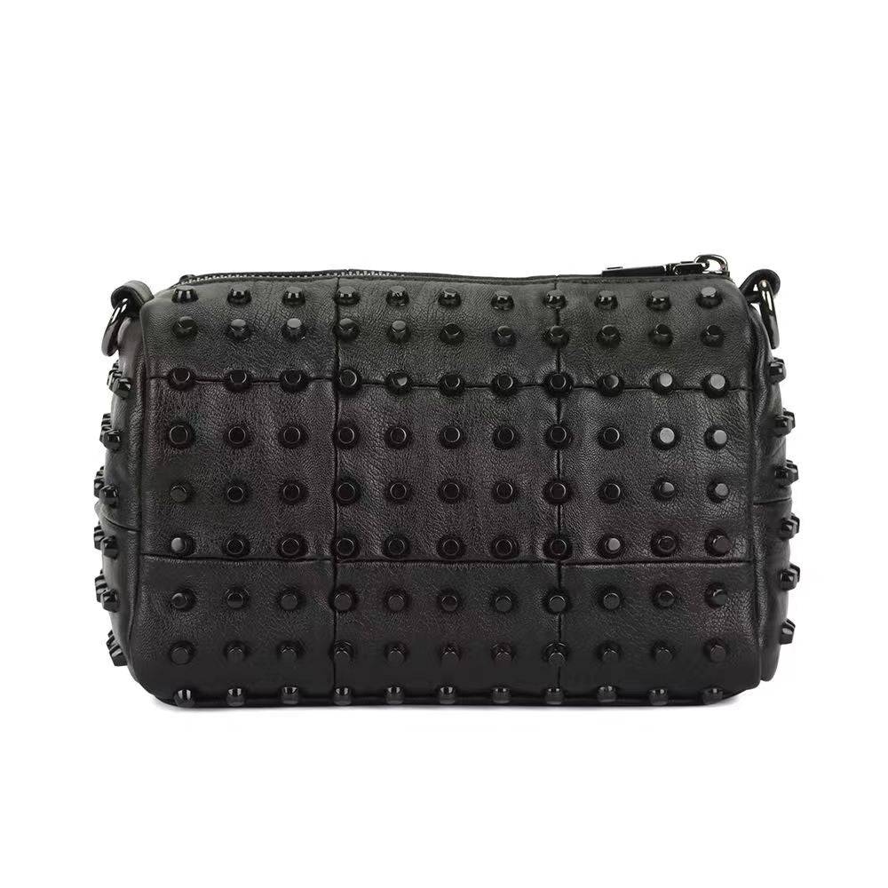 Womens Studded Satchel Shoulder Bag