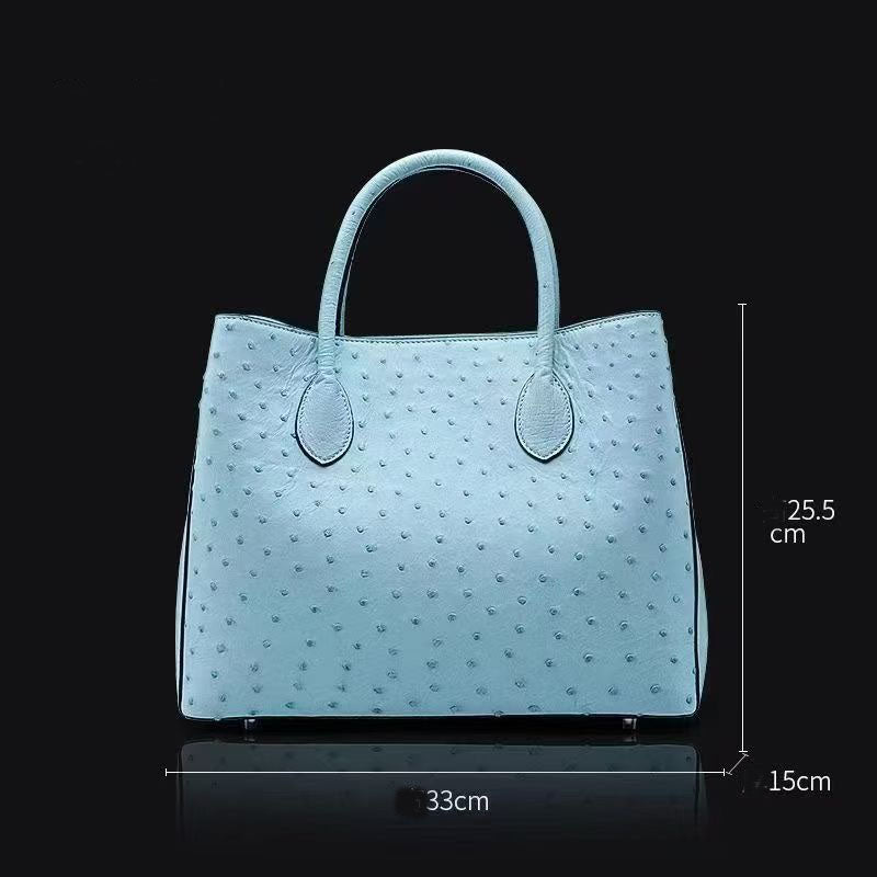 Women's Genuine Ostrich Leather Top Handle Satchel Handbag Shoulder Bag Tote Purse Messenger Bags 33cm