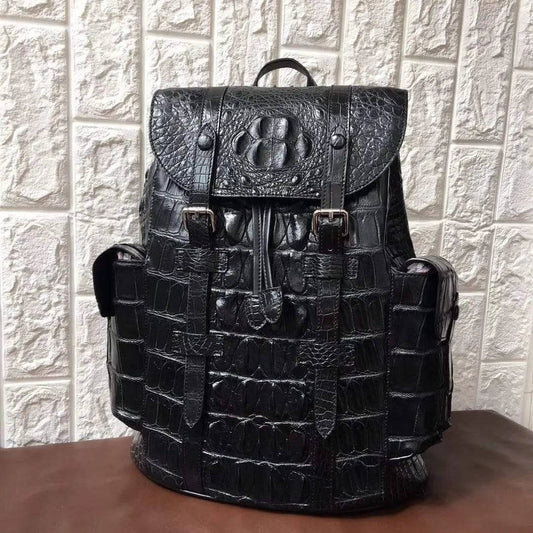 Genuine Crocodile  Bone Leather Backpack