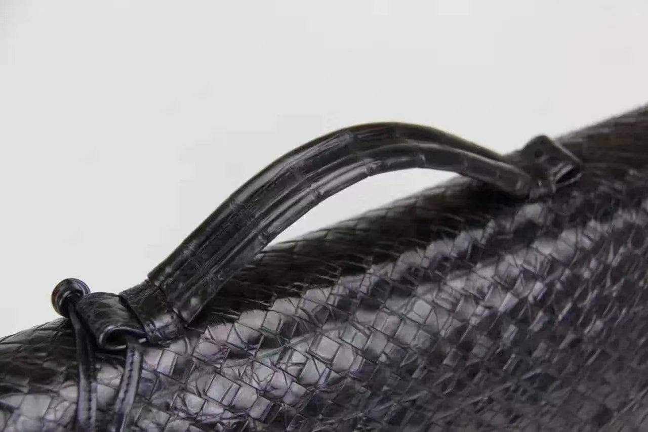 Genuine Crocodile Belly Leather Woven Large Briefcase