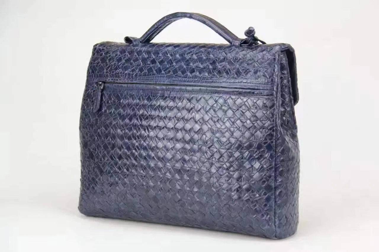 Genuine Crocodile Belly Leather Woven Large Briefcase