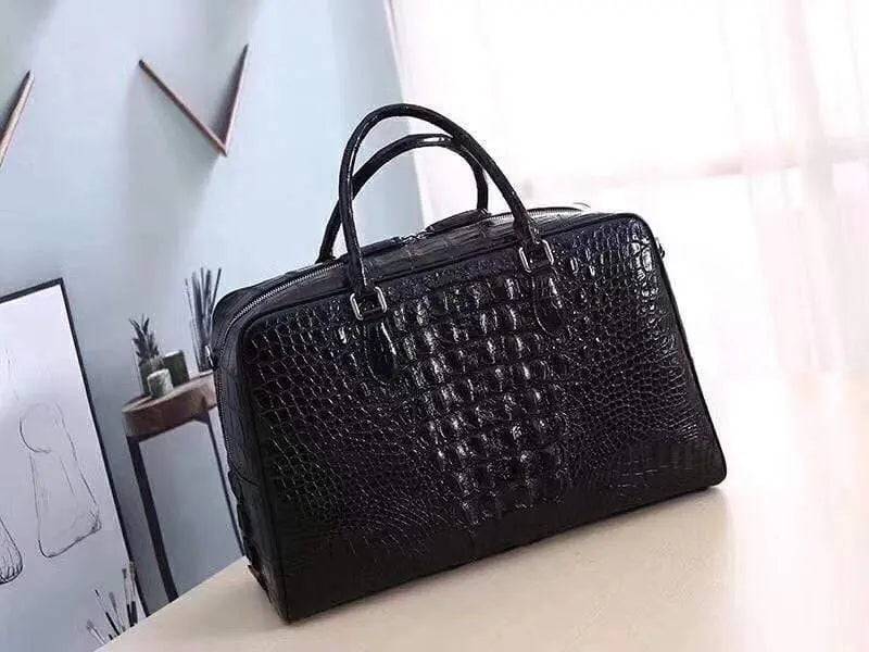 Genuine Crocodile Leather Bone Leather Large Travel Bags ,Weekend Bags, Holdalls and Duffles