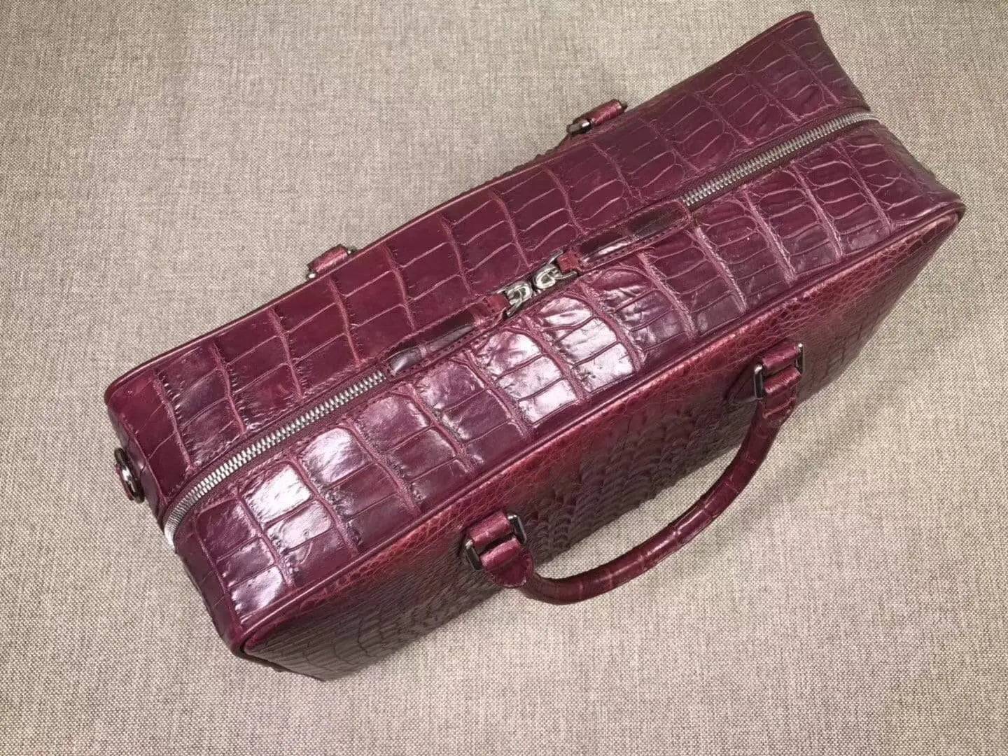 Genuine Crocodile Leather Bone Leather Large Travel Bags ,Weekend Bags, Holdalls and Duffles