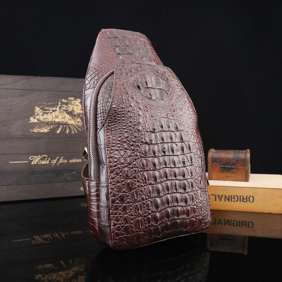 Genuine Crocodile Leather Mens Sling Chest Bag Bag