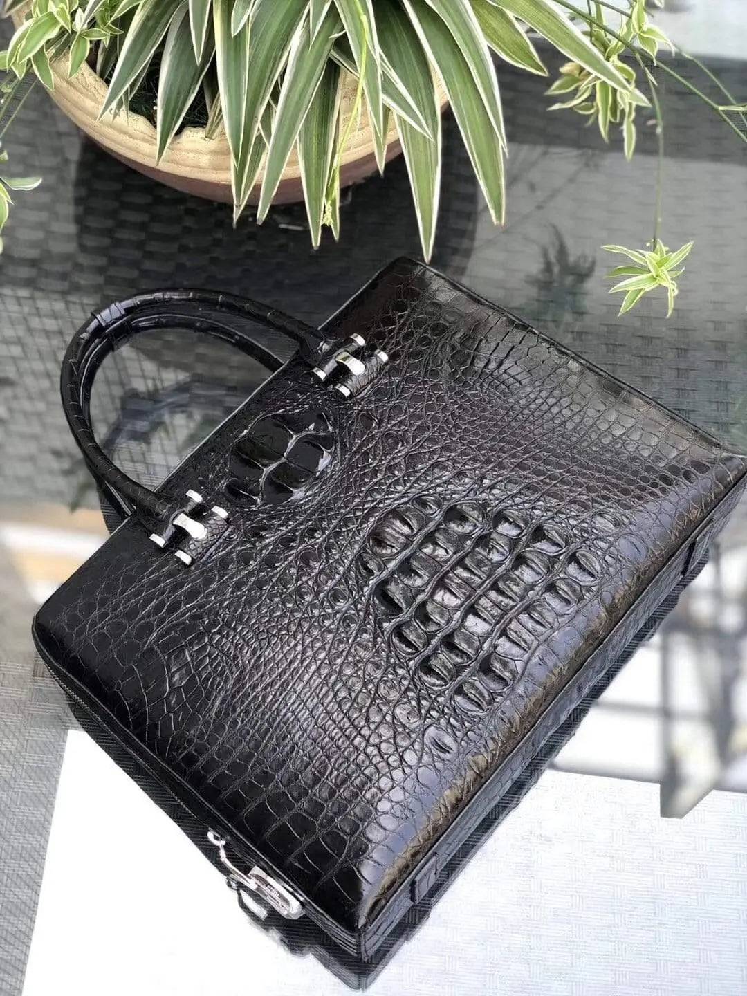 Genuine Crocodile Leather Password Lock  Business Briefcase