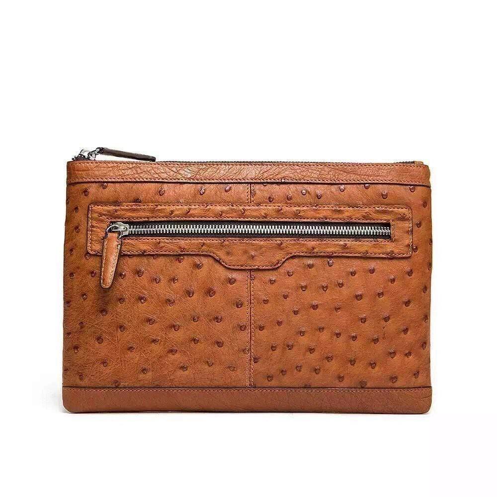 Genuine Ostrich Skin Leather Clutch Bag