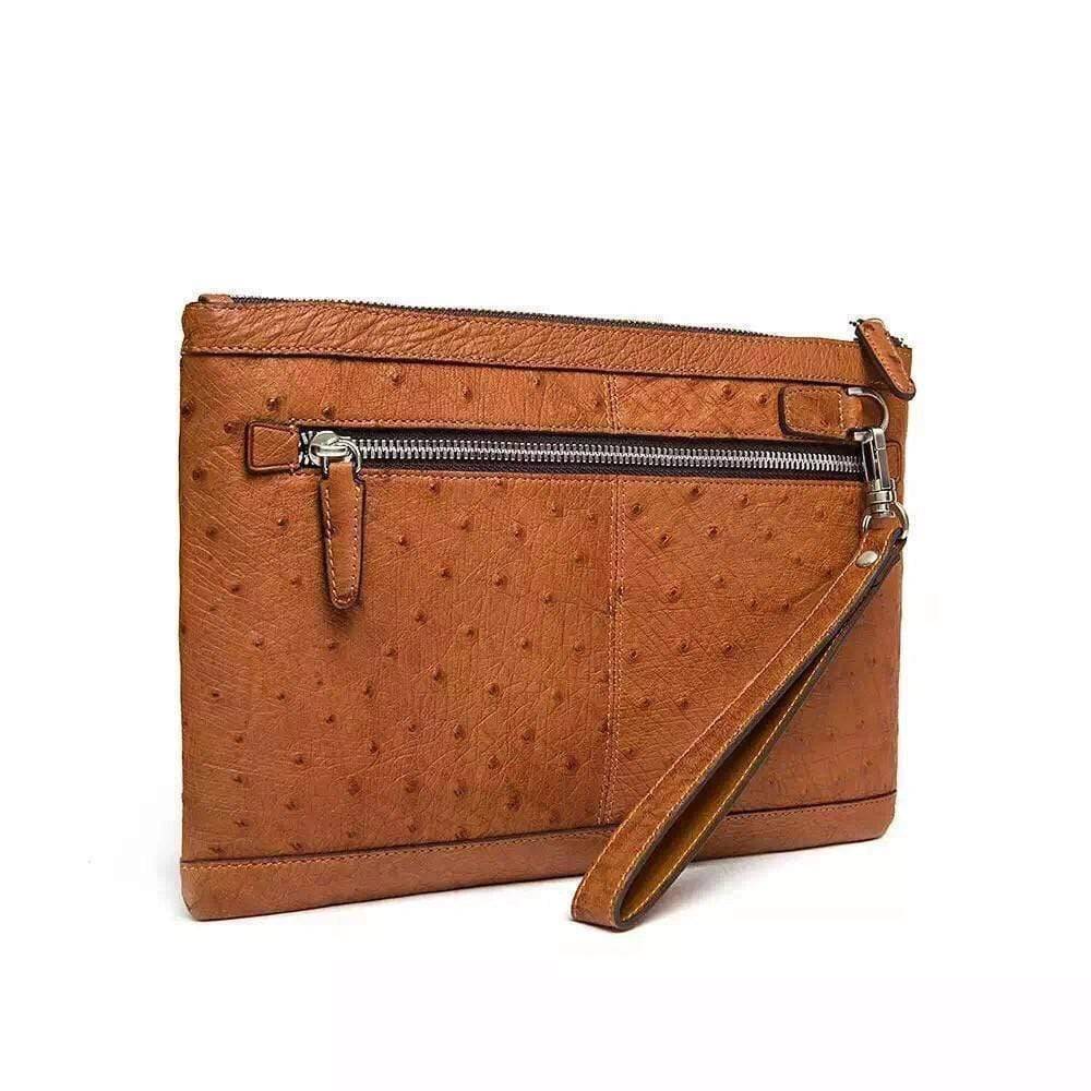 Genuine Ostrich Skin Leather Clutch Bag