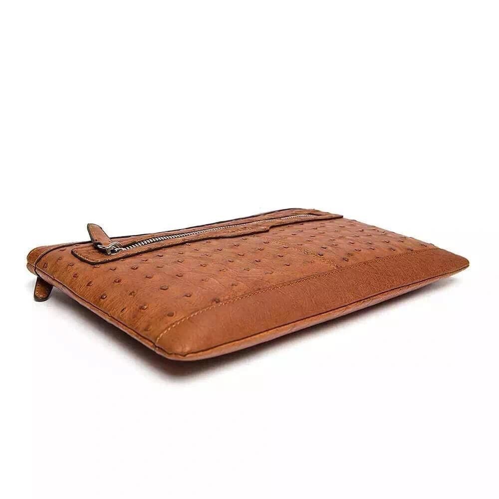 Genuine Ostrich Skin Leather Clutch Bag