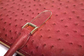 Genuine Ostrich Skin Leather Red Large Tote Shoulder  Bag