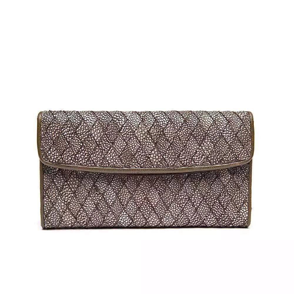 GenuinePearl Stingray Leather Large Flap Wallet For Women