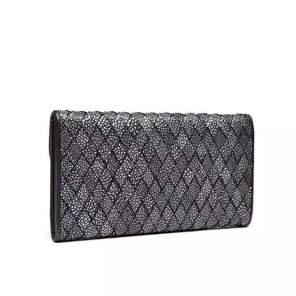 GenuinePearl Stingray Leather Large Flap Wallet For Women