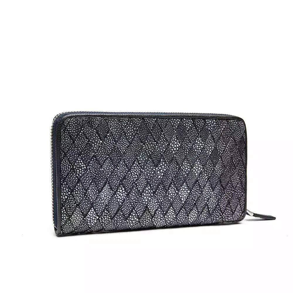 GenuinePearl Stingray Leather Woven Large Zip Around  Wallet For Women