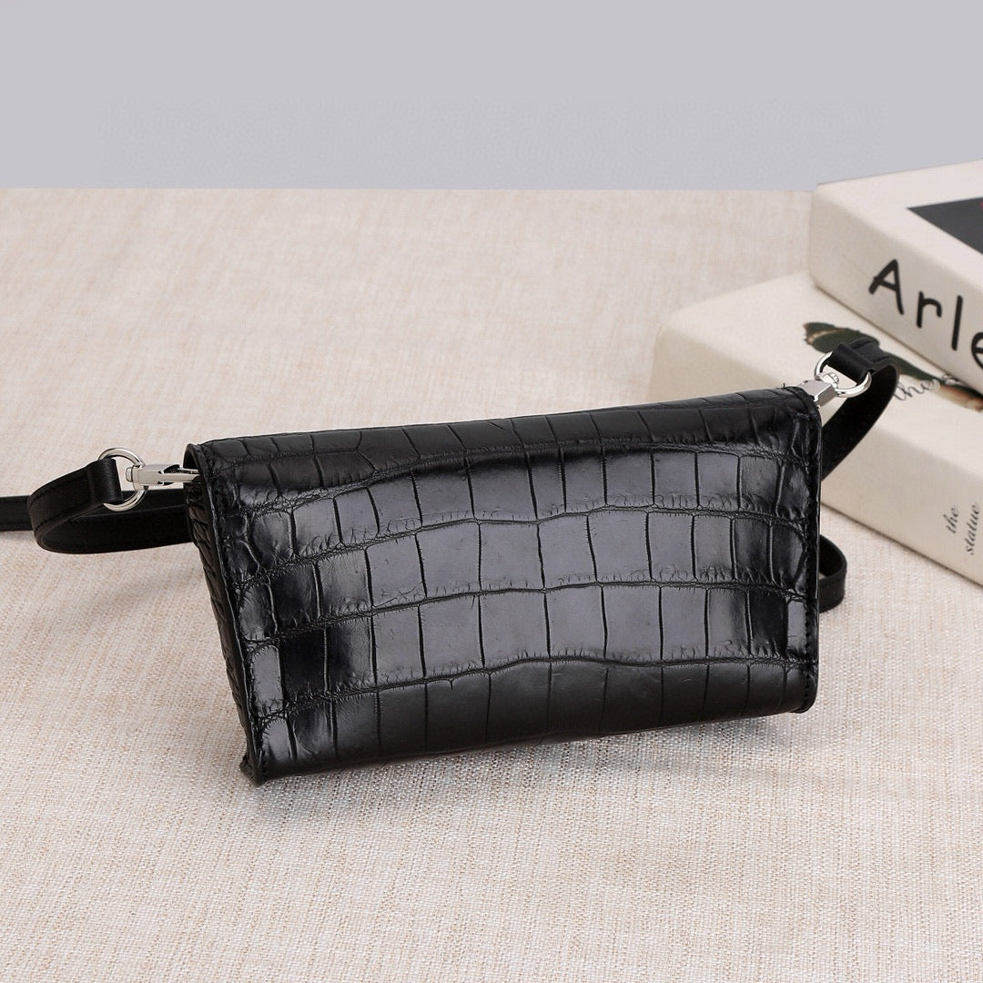 Genuine Crocodile Skin Leather Mini Cross Body Bag, Crocodile Leather Phone Bag