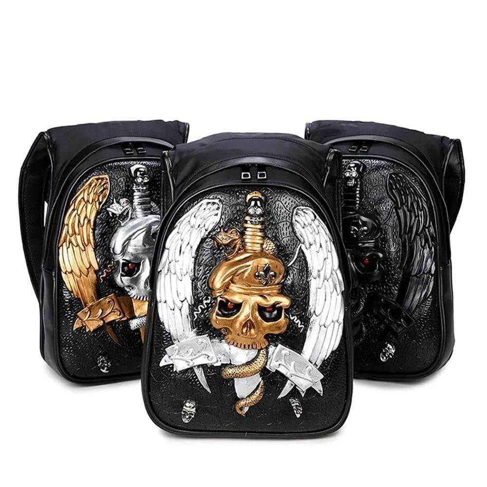 Hoody Hoodie 3D Phantom Ghost Skull Backpack Rivets Laptop Travelling Rucksack Bag with Hat