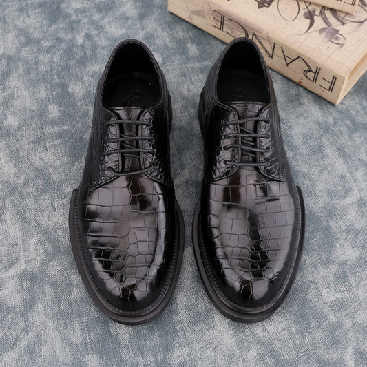 Crocodile Shoes Siamese Crocodile Belly Lace-Up Dress Shoes
