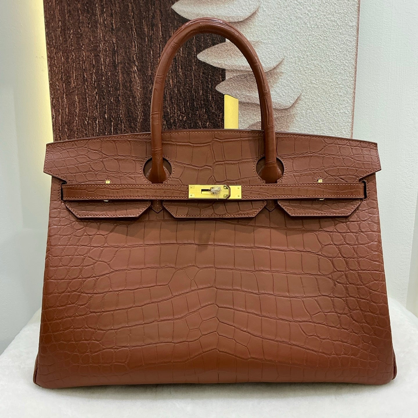 Preorder Genuine Matt Crocodile Skin Leather 40cm Business Top Handle Handbags Office Bags Dark Grey