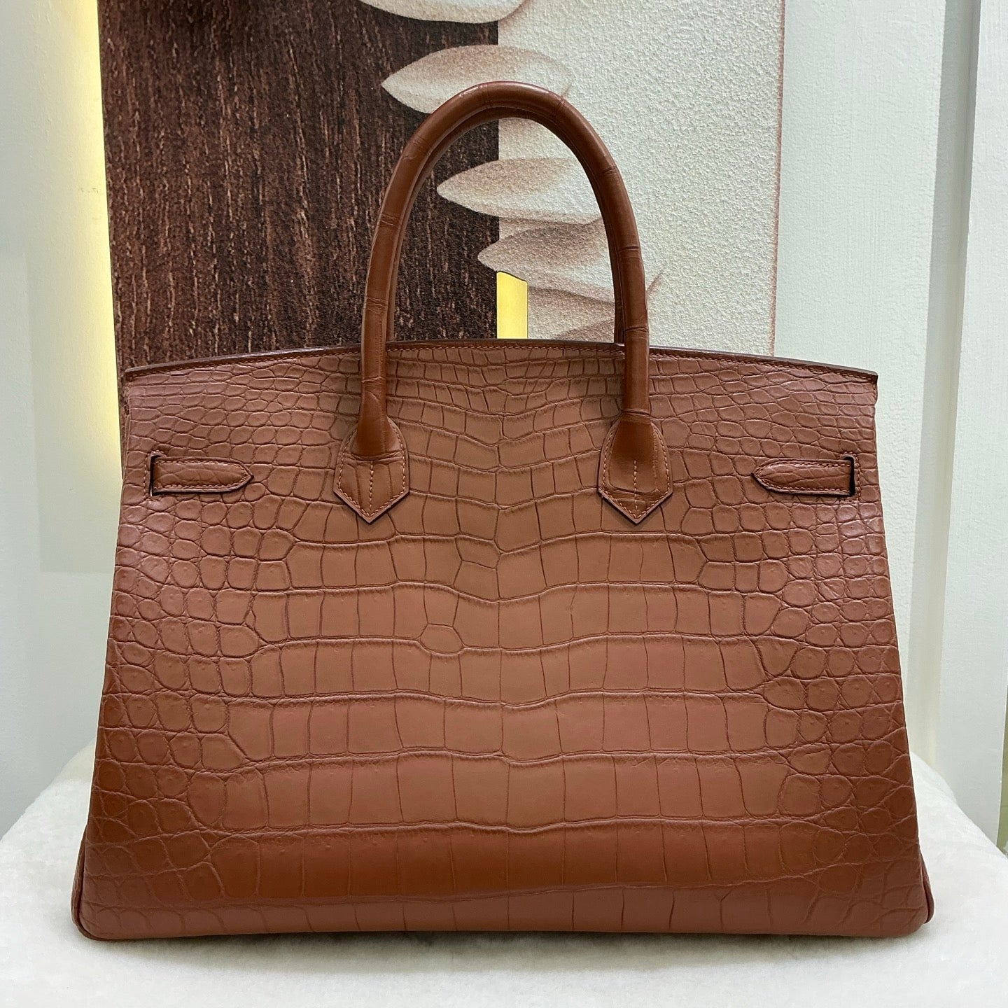 Preorder Genuine Matt Crocodile Skin Leather 40cm Business Top Handle Handbags Office Bags Dark Grey