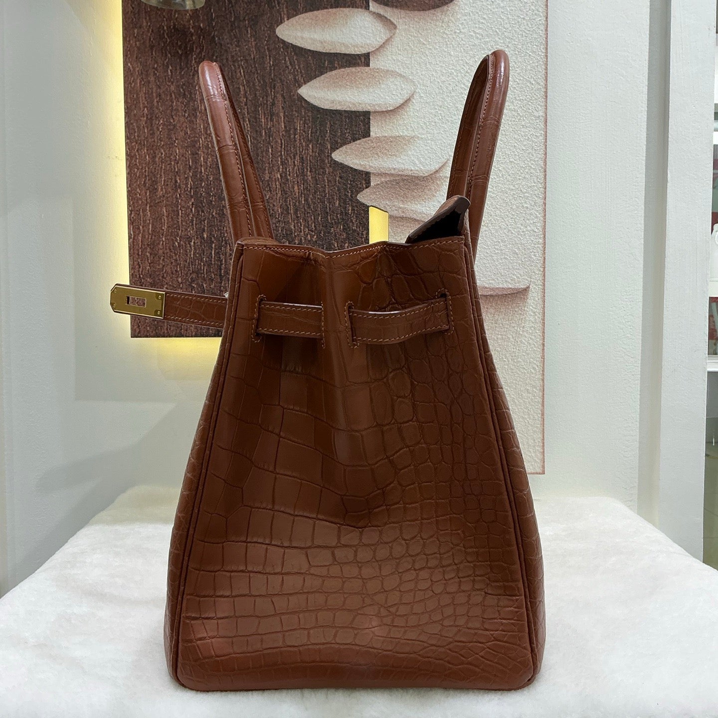 Preorder Genuine Matt Crocodile Skin Leather 40cm Business Top Handle Handbags Office Bags Dark Grey