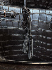 Unisex Crocodile Leather Large Briefcase Top Handle Business Bag
