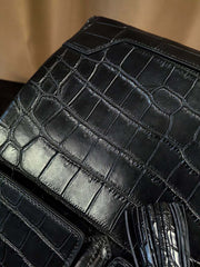Unisex Crocodile Leather Large Briefcase Top Handle Business Bag