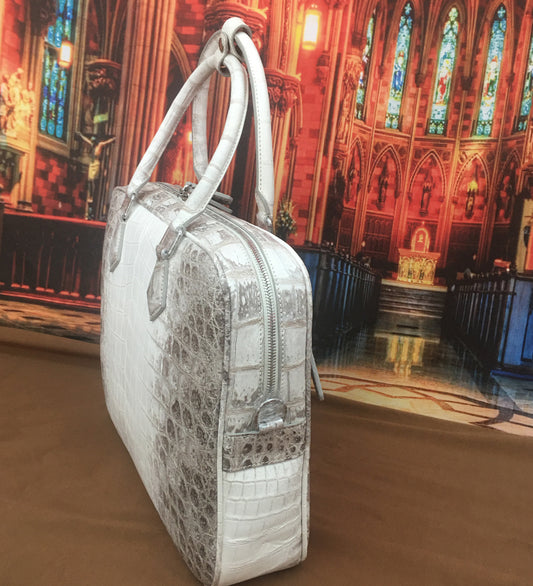 Crocodile Briefcase , Genuine Crocodile Belly Leather Briefcase Himalayan