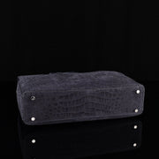 Sanded Genuine Crocodile Skin Leather Top Handle Tote Duffel Bag Large