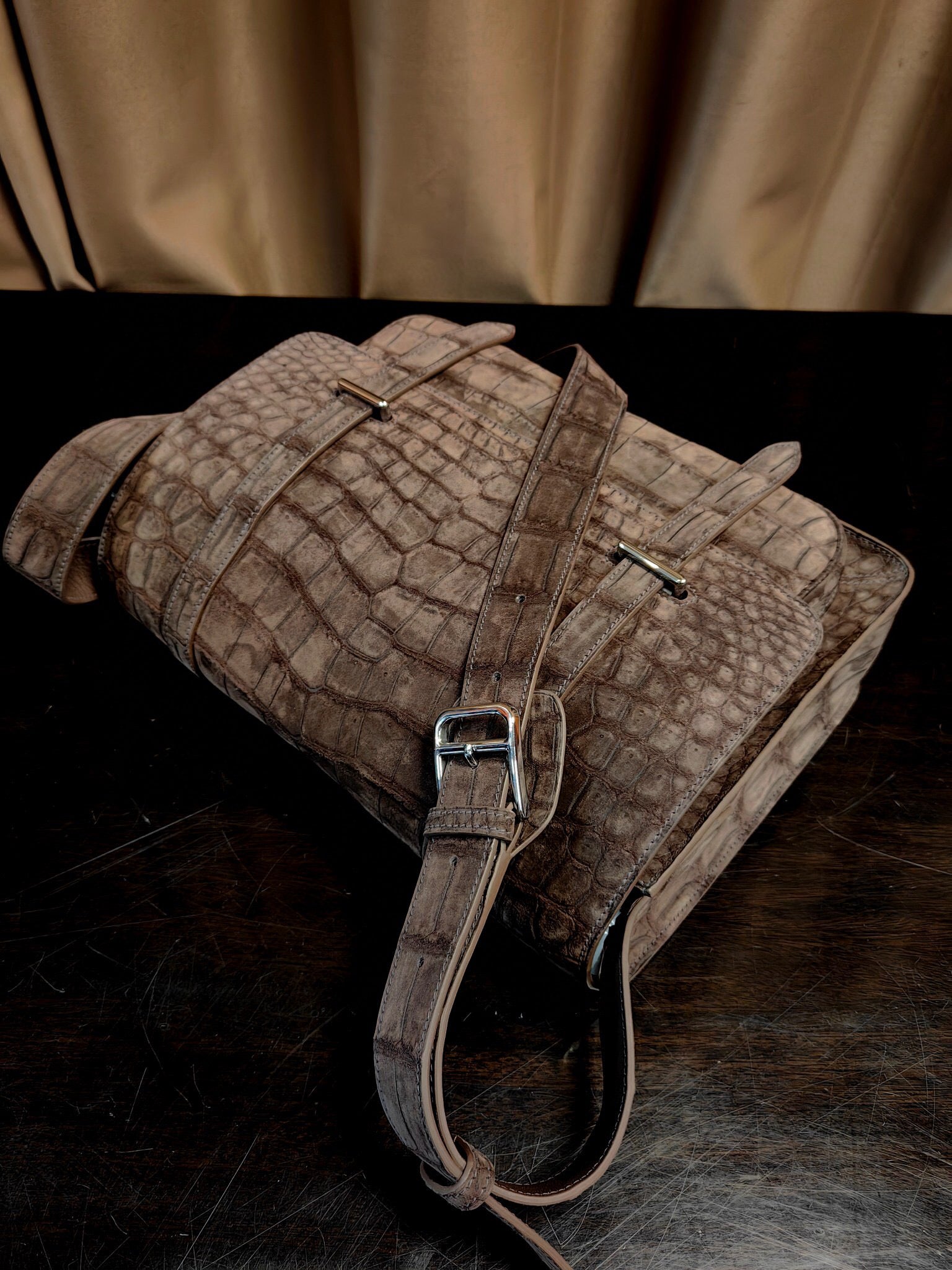 Nubuck Crocodile Skin Leather Postman Messenger Bag