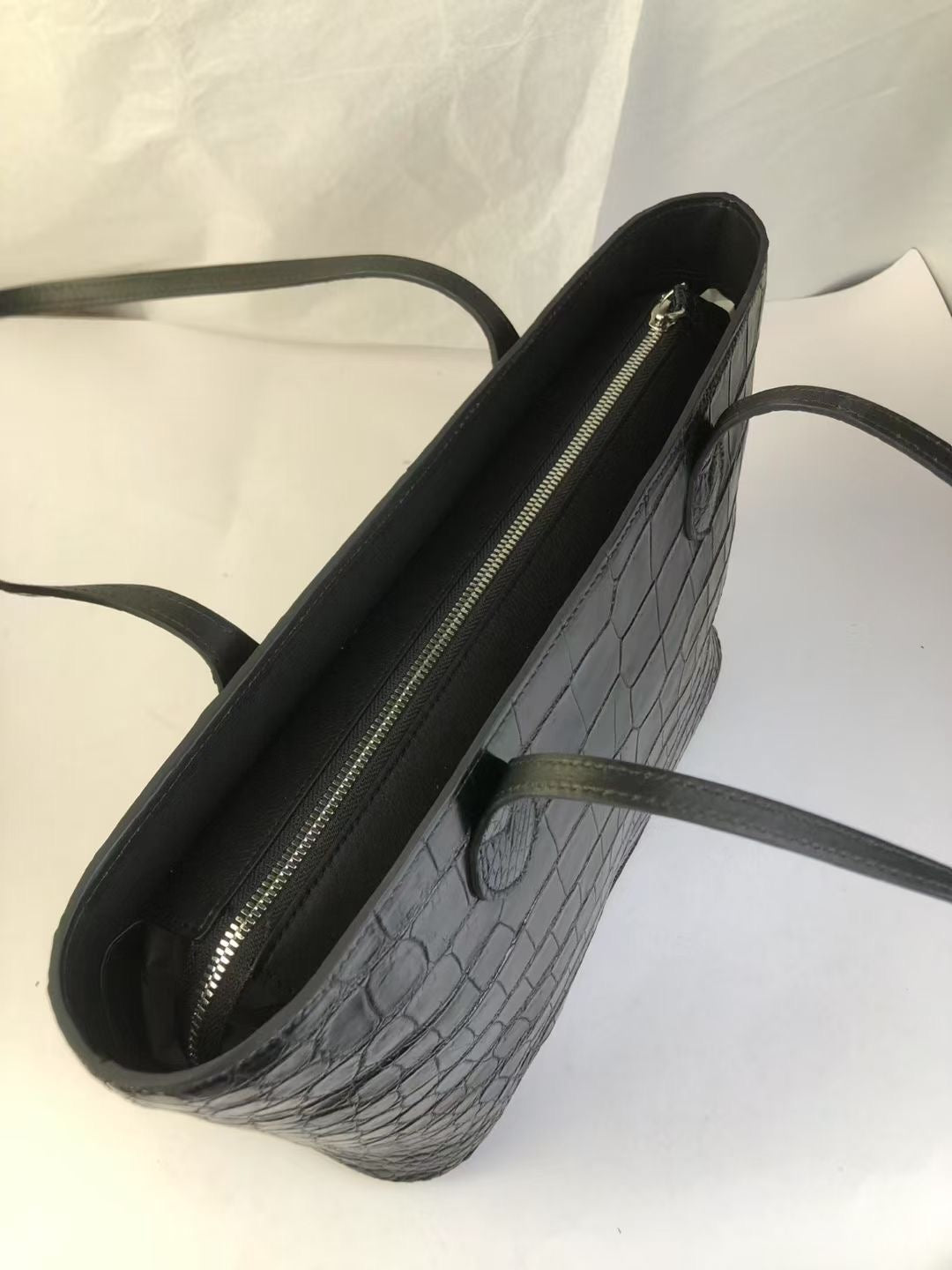 Womens Genuine Crocodile Skin Leather Large Shopper Tote Bag