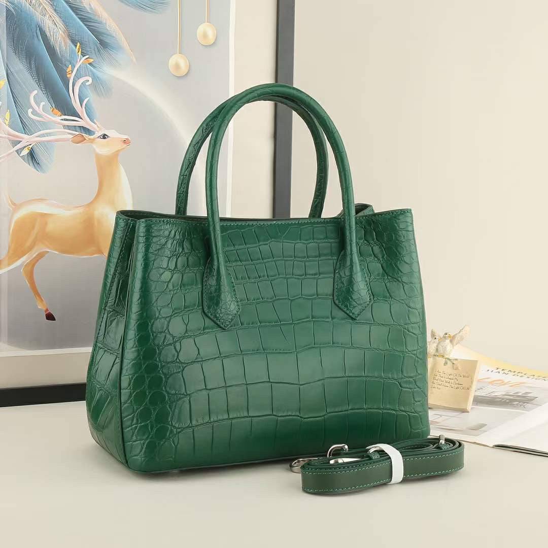 Crocodile Leather Womens Small Top Handle Tote Bag