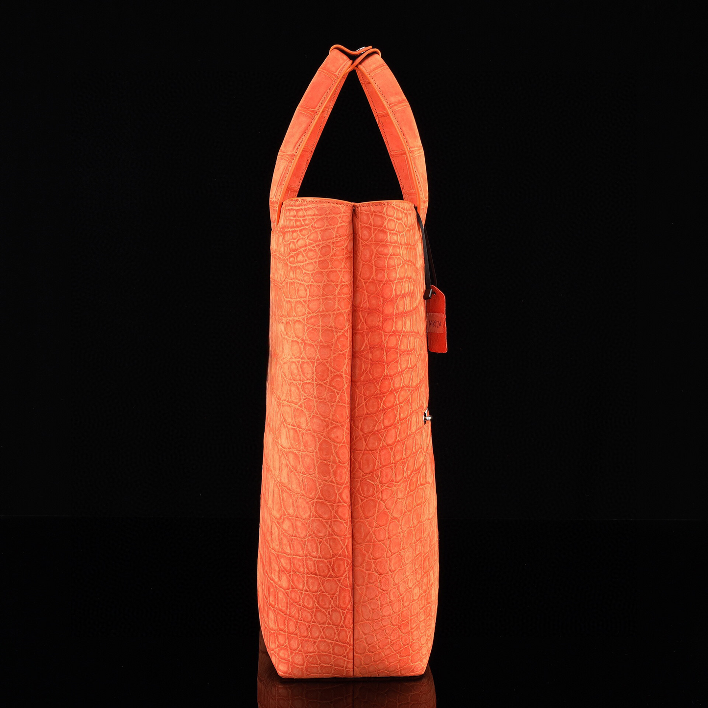 Unisex Sanded Genuine Crocodile Skin Leather Large Shopper Hobo Tote Bags Orange