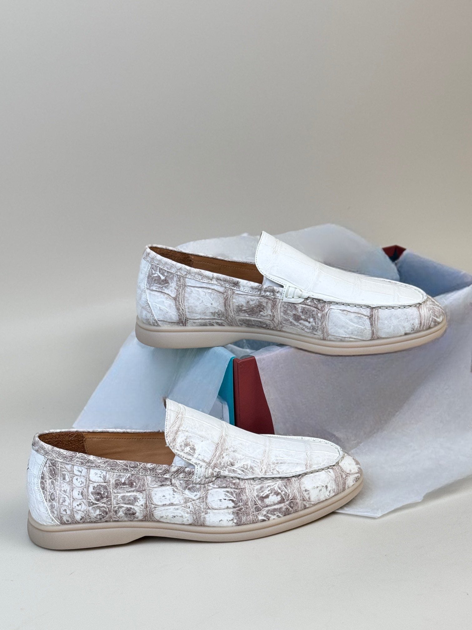 Crocodile Loafers, Men's Himalayan Crocodile Leather Loafers Slip-On Dress Shoes Very Comfortable