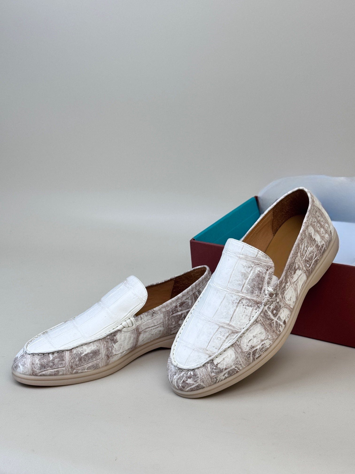 Crocodile Loafers, Men's Himalayan Crocodile Leather Loafers Slip-On Dress Shoes Very Comfortable