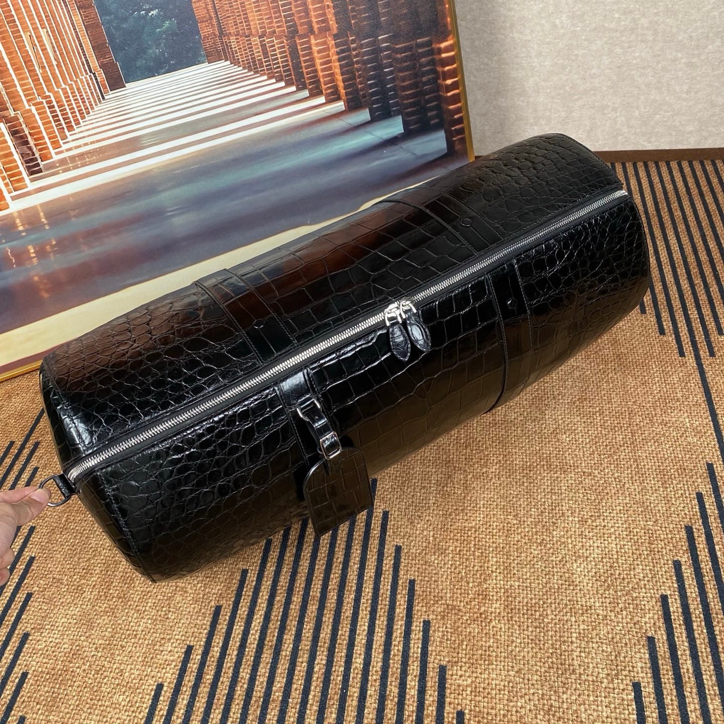 Genuine Crocodile Skin Leather Large Travel Duffle Bag