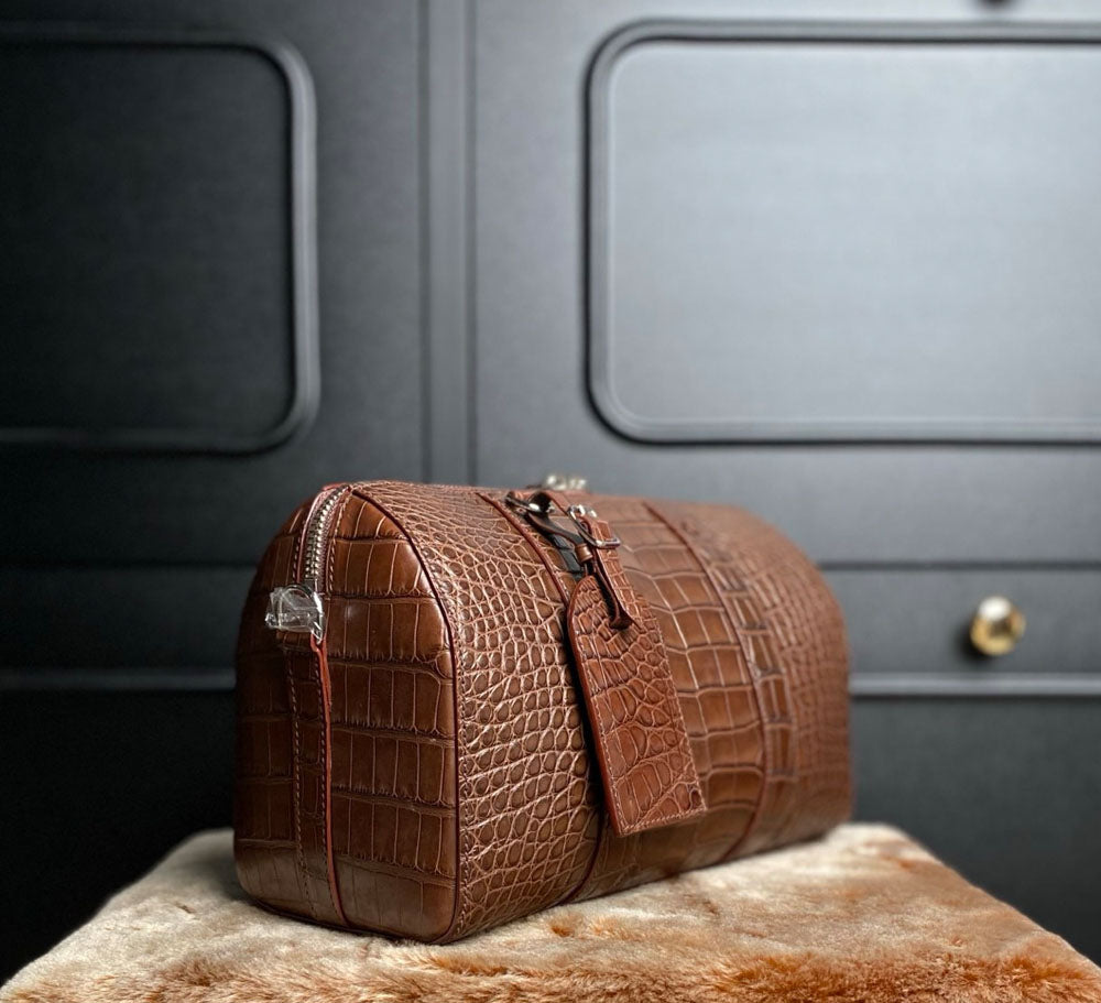 Men's Crocodile Leather Crossbody Bag Tan