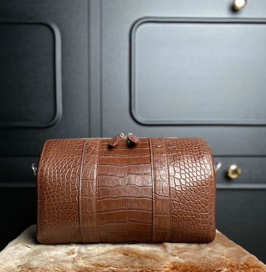 Men's Crocodile Leather Crossbody Bag Tan