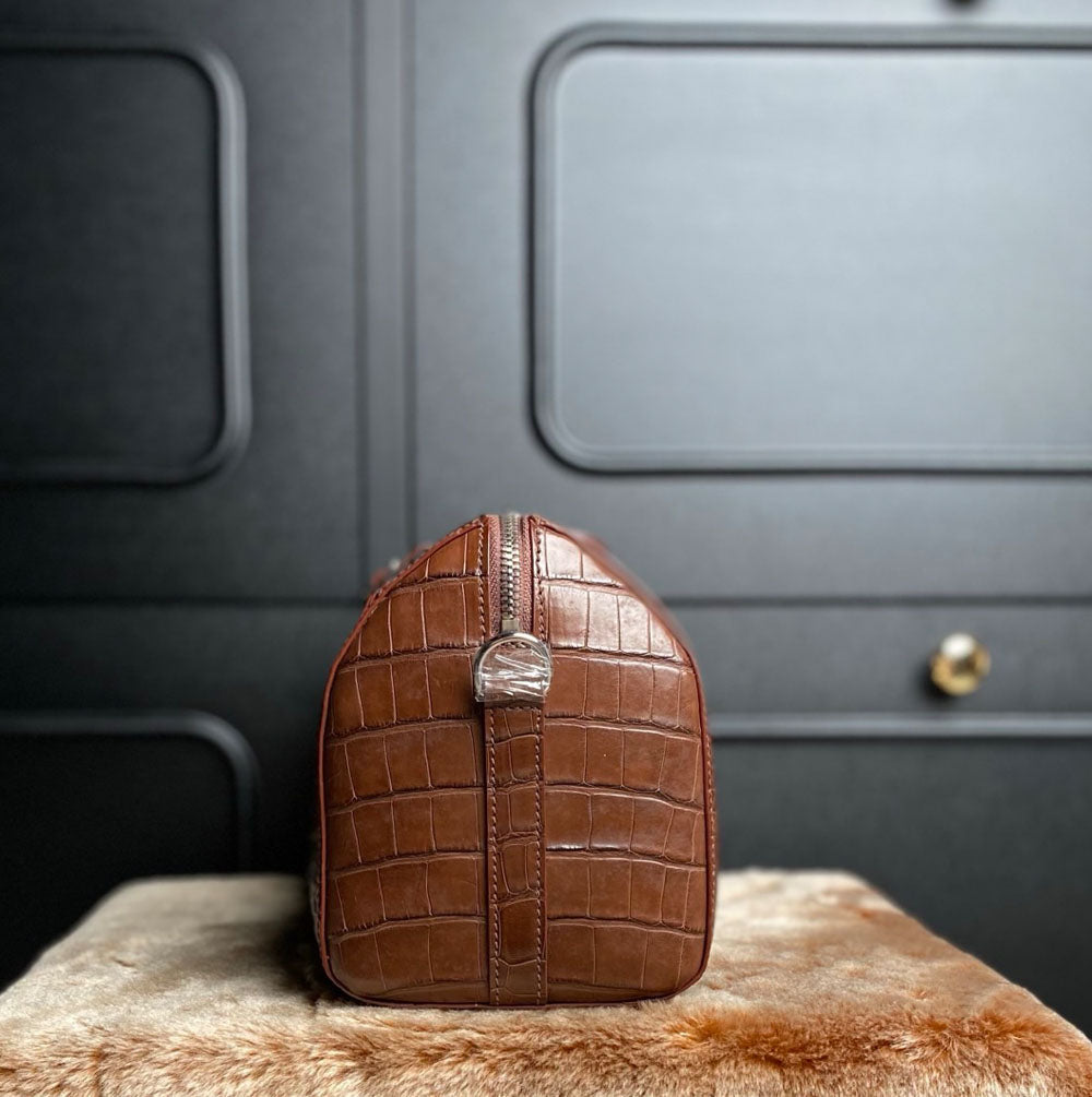 Men's Crocodile Leather Crossbody Bag Tan