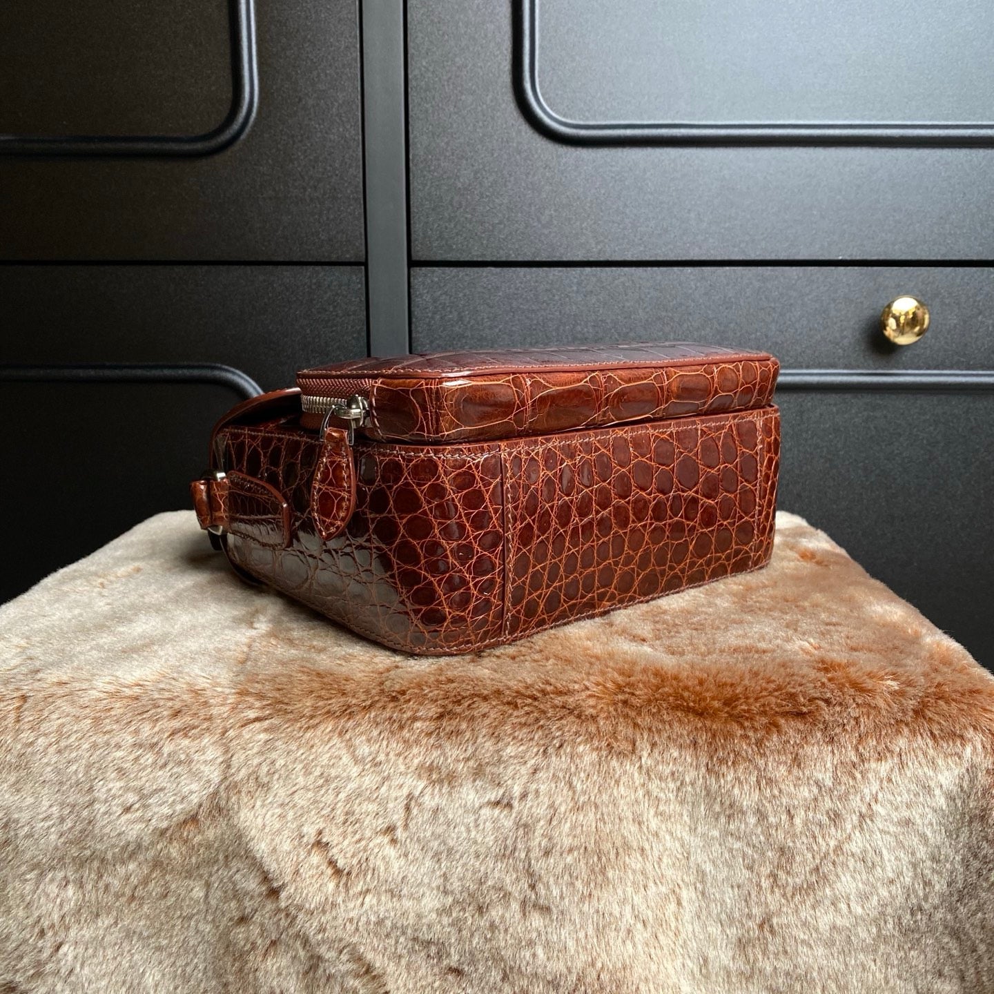 High Shiny Genuine Crocodile Skin Leather Cross Body Shoulder Bag