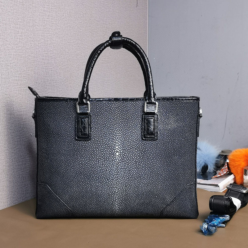 Unisex Genuine Pearl Stingray Leather Briefcase