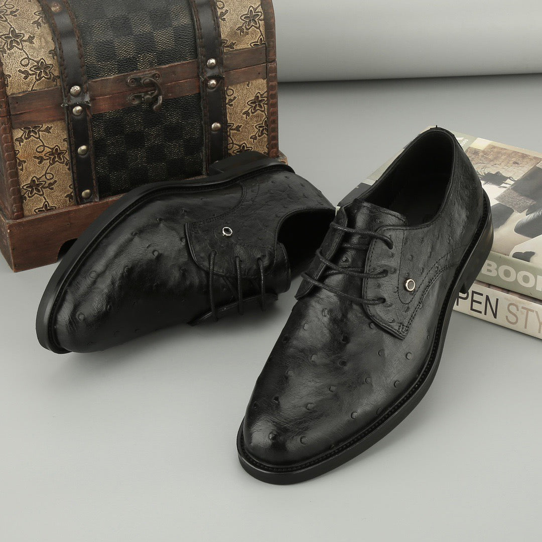 Ostrich Shoes ,Ostrich Leather Lace Up Shoes Black