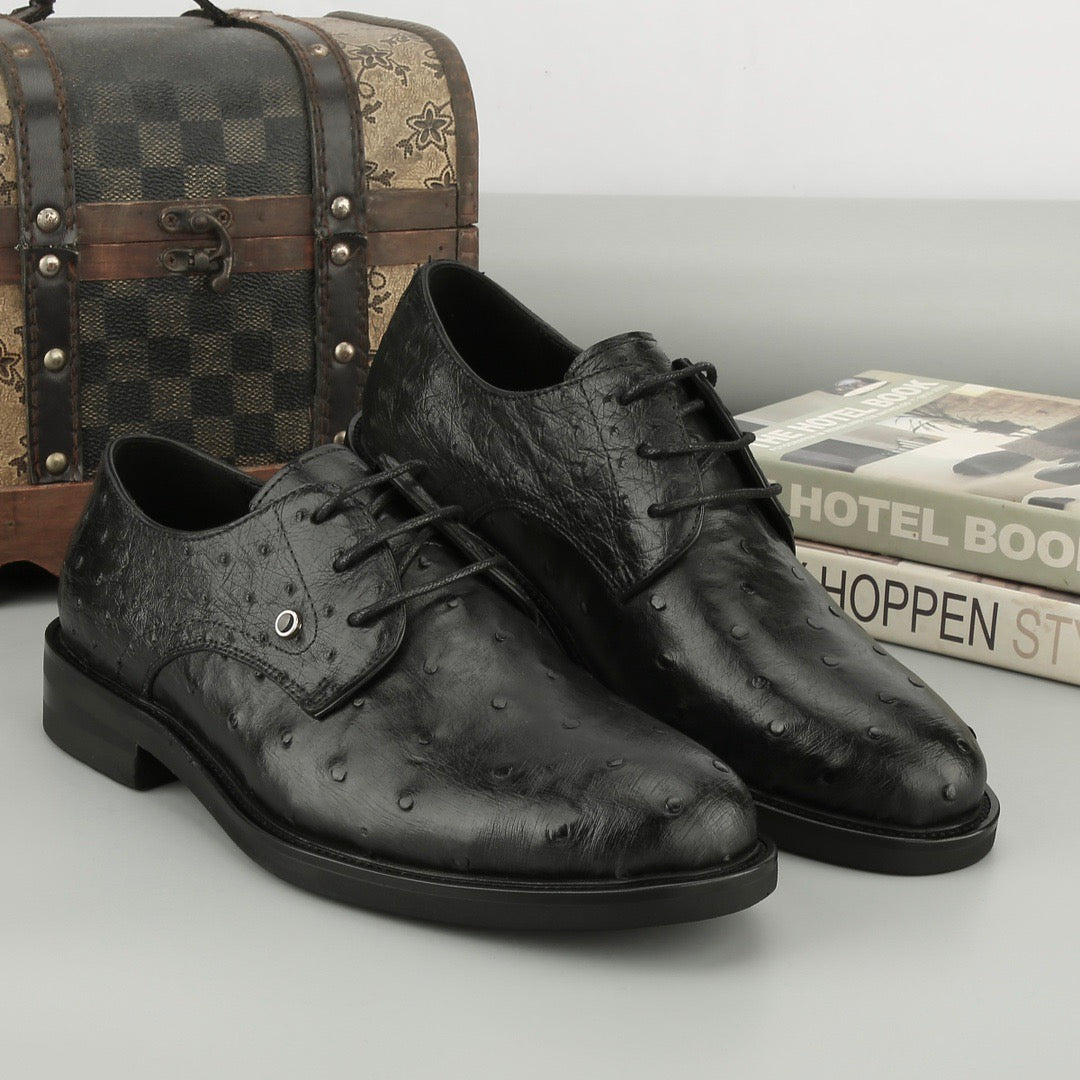 Ostrich Shoes ,Ostrich Leather Lace Up Shoes Black