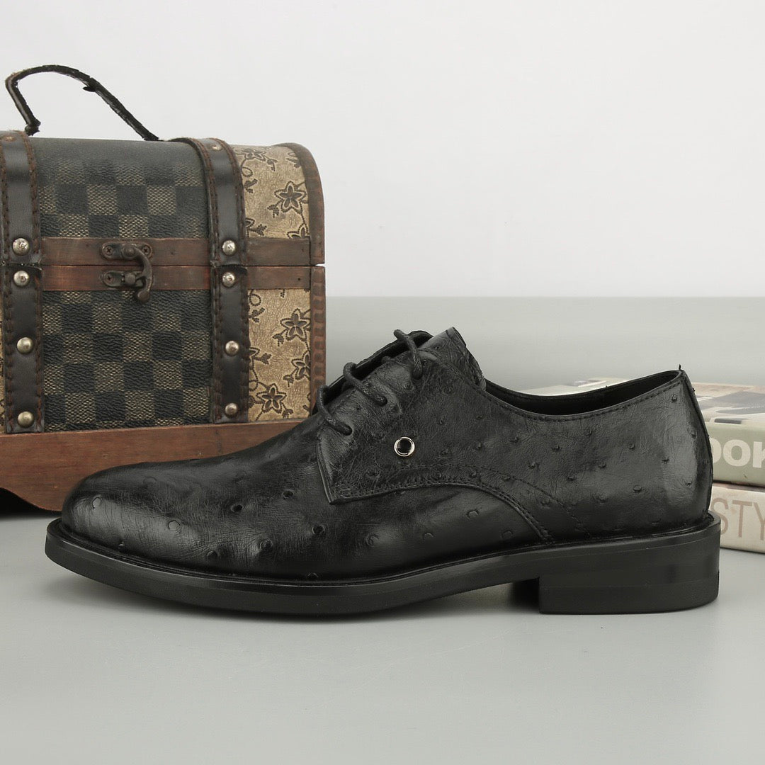 Ostrich Shoes ,Ostrich Leather Lace Up Shoes Black