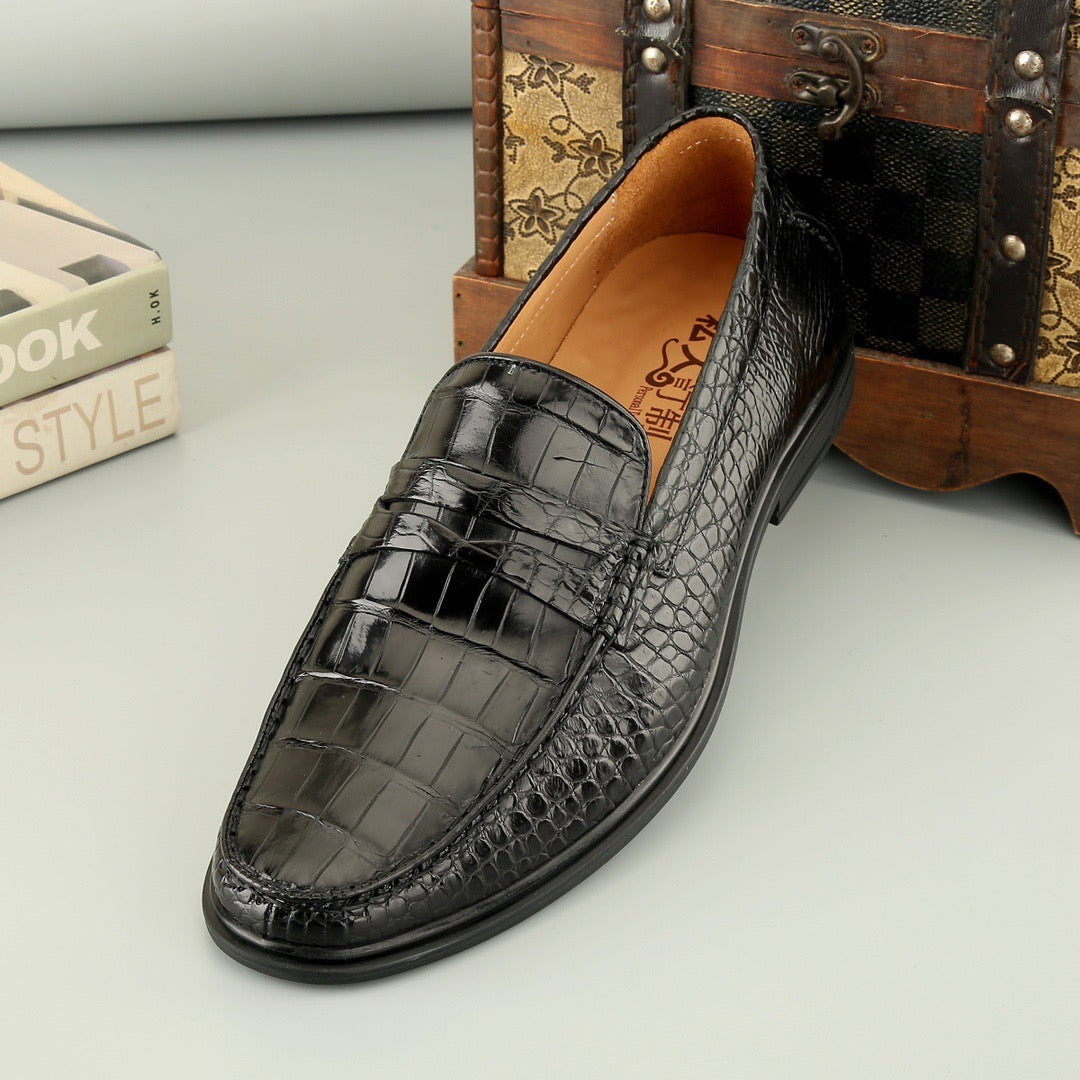 Crocodile Shoes Mens Crocodile Leather Casual Loafer Drive Shoes