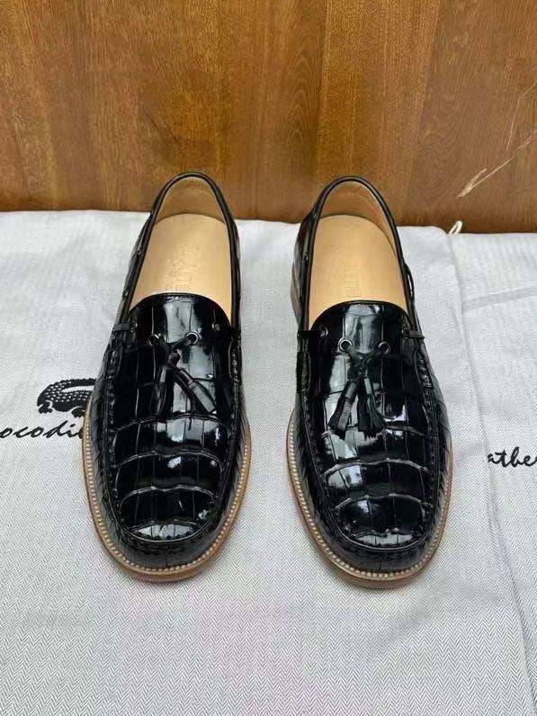 Crocodile Shoes Genuine Crocodile Skin Leather Classic Fashion Slip On Driving Loafers