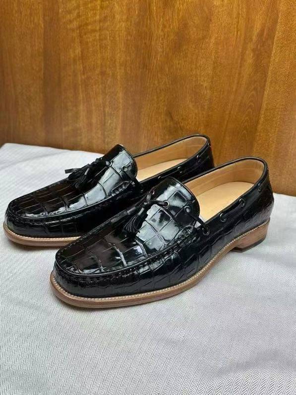 Crocodile Shoes Genuine Crocodile Skin Leather Classic Fashion Slip On Driving Loafers