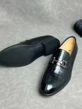 Crocodile Leather Shoes ,Crocodile Leather Men's Penny Loafer Dress Shoe Black