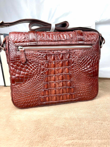 Genuine Crocodile Leather Messenger Shoulder Bag Black