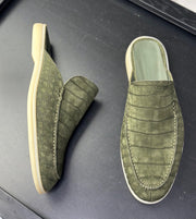 Nubuck Crocodile Leather Slippers ,Men's Crocodile Leather Slippers Very Comfortable
