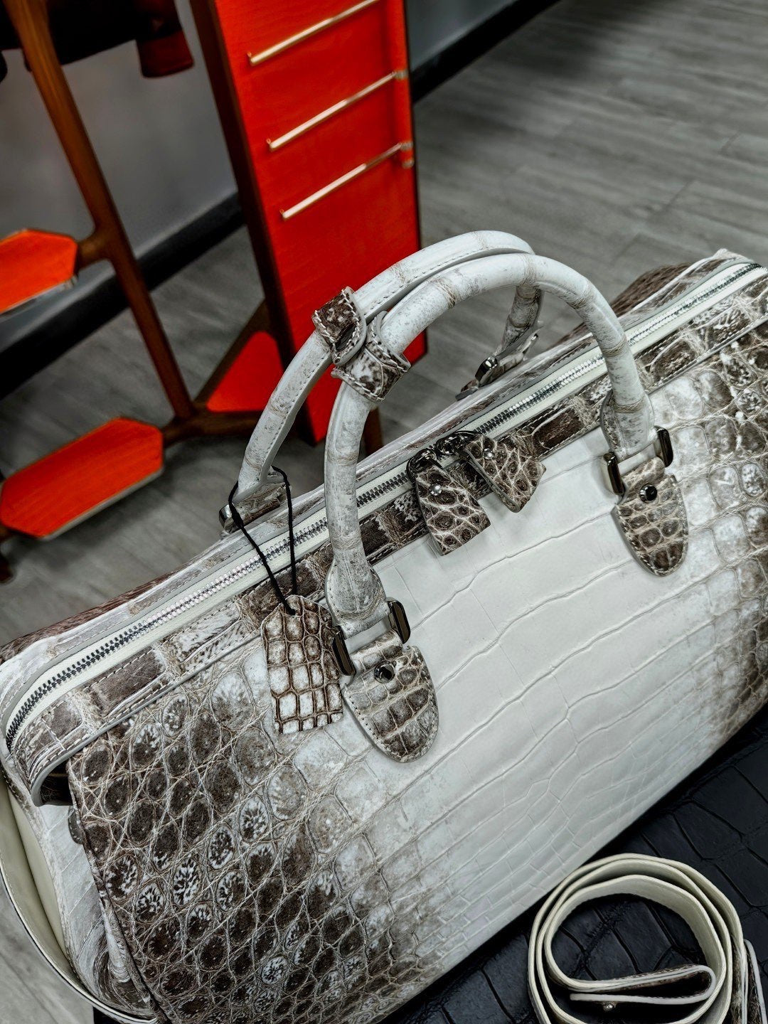 Unisex Himalayan Genuine Crocodile Leather Travel Duffel Bag, Mens Gift Weekend Bag Oversize Sport Gym Bag