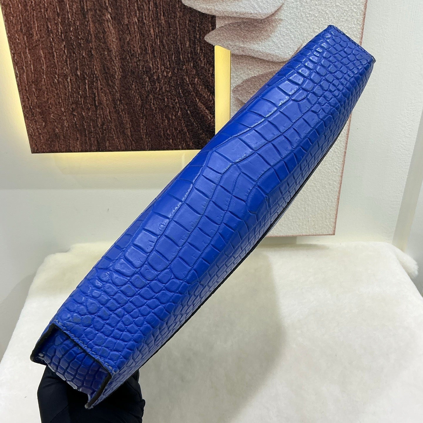 Matt Genuine Crocodile Leather Briefcase Blue